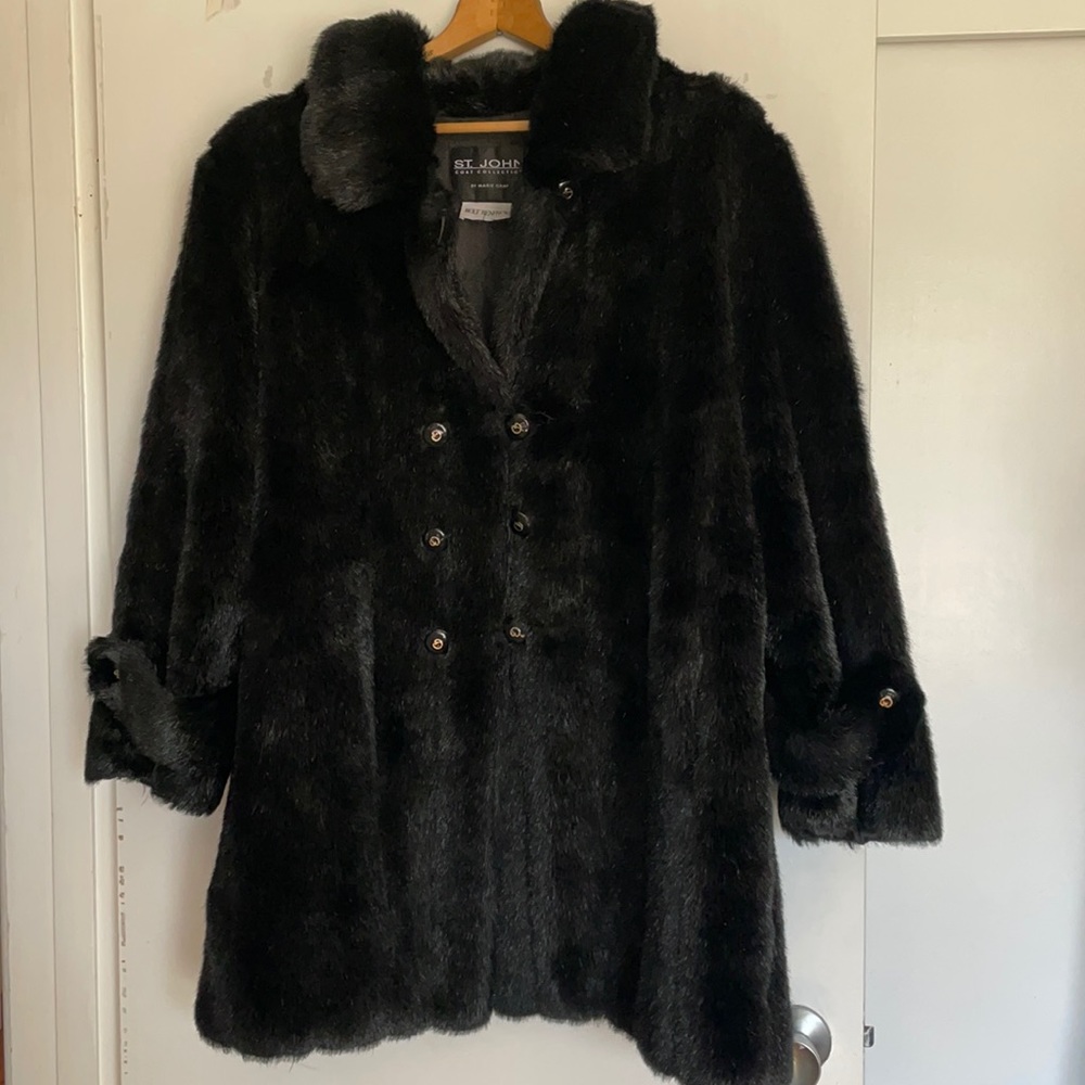 EUC St.John faux fur dress coat